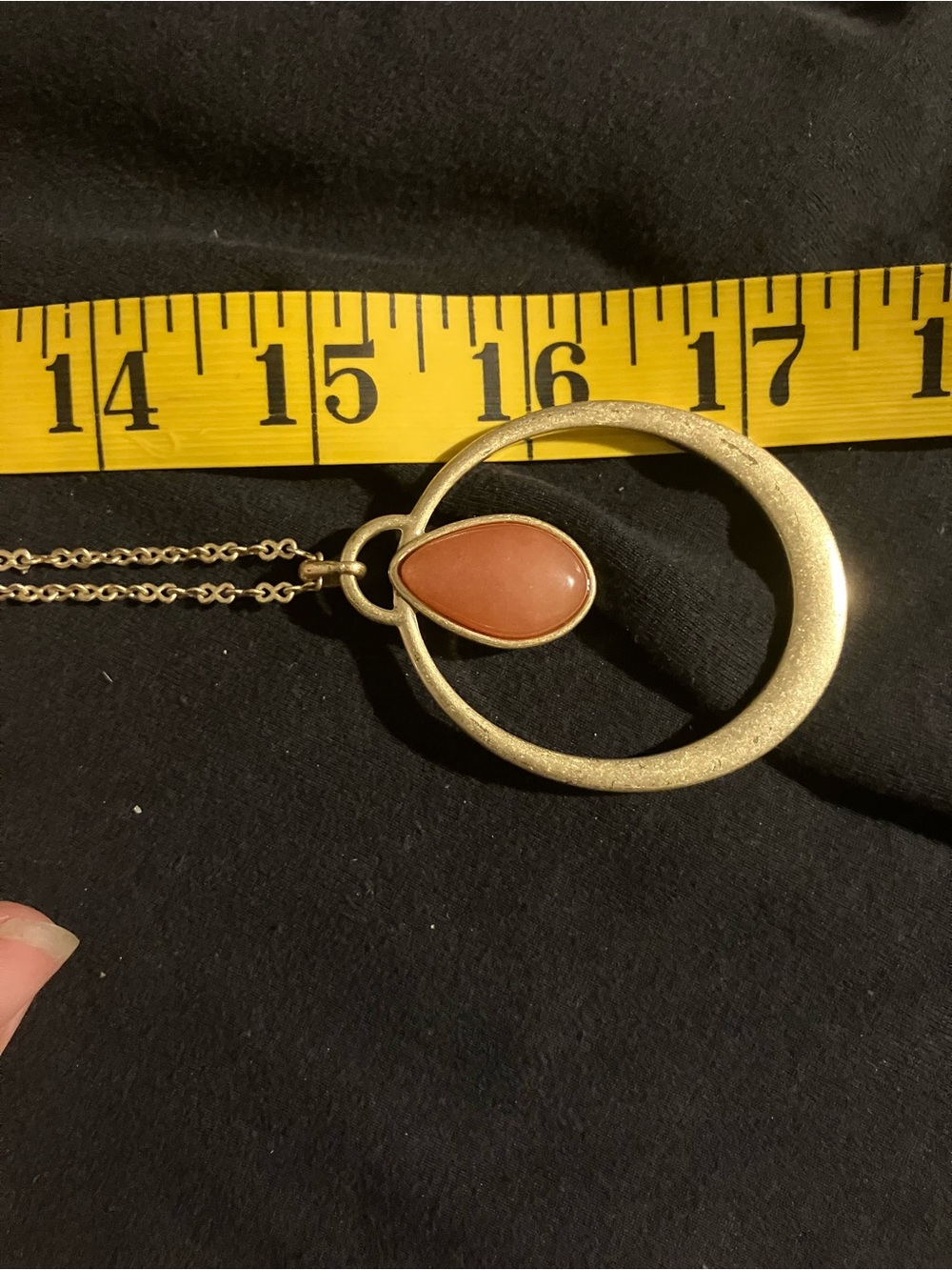 Lucky Brand Gold-Tone Circle Pendant Necklace with Coral Teardrop Stone - Picture 5 of 5